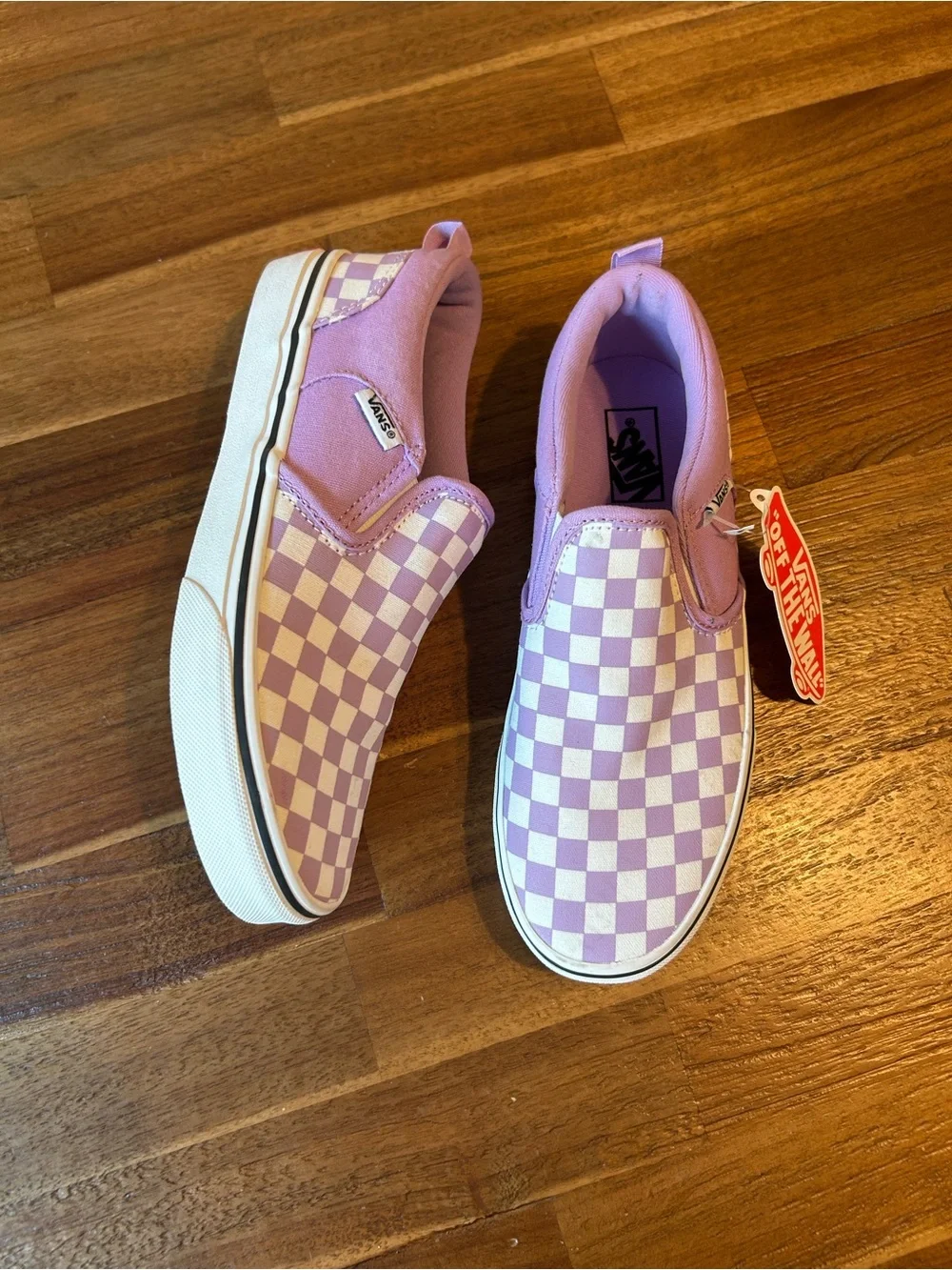 Vans Kids Slip-On Checkerboard Sneakers - Lavender/White